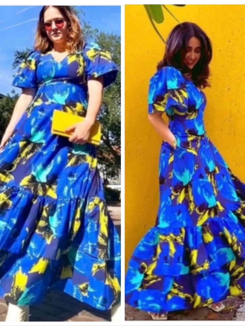 Christopher John Rogers x Target Blue Floral Brushstroke Tiered Dress Size 6